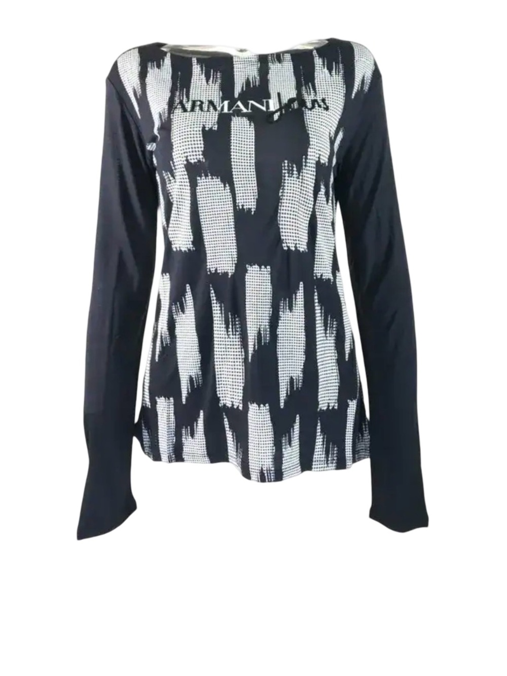 Armani Jeans Black & White Long Sleeve Graphic Top